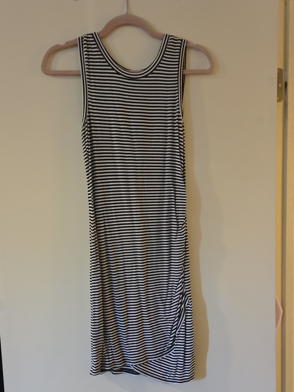 love, Fire Black and White Striped Sleeveless Midi Dress